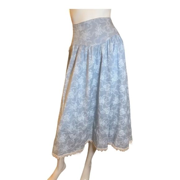 Vintage Prairie Exaggerated Ruffle Floral Lace Skirt Small Blue - Picture 1 of 14
